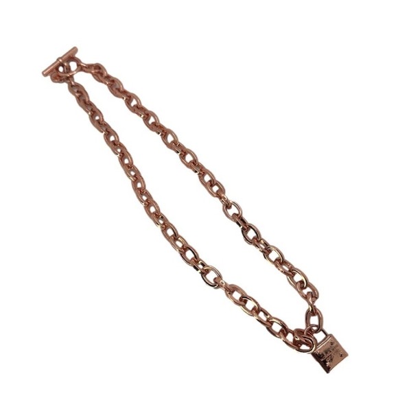 MICHAEL KORS Est 1981 Rose Gold-tone Padlock Pendant Chain Necklace - Picture 4 of 7